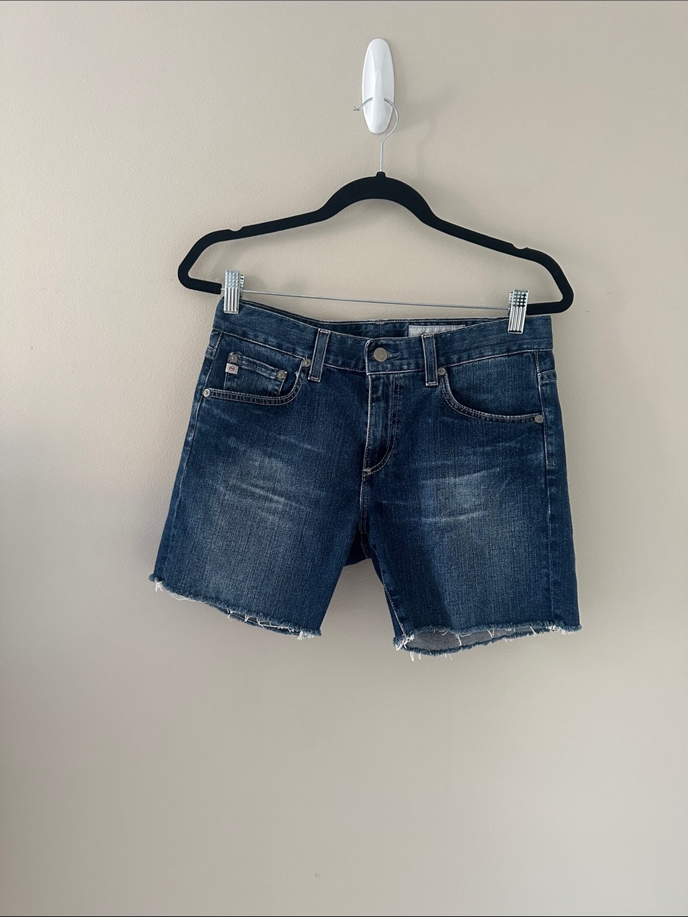 Ag Adriano Goldschmied Womens Becke Denim Shorts Raw Hem Size 27 Coadtal Cowgirl - Picture 3 of 10
